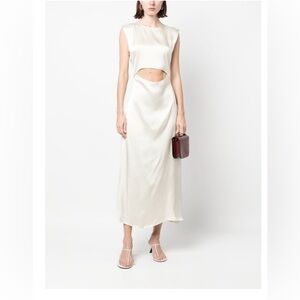 LouLou studios ivory midi cutout dress NWT